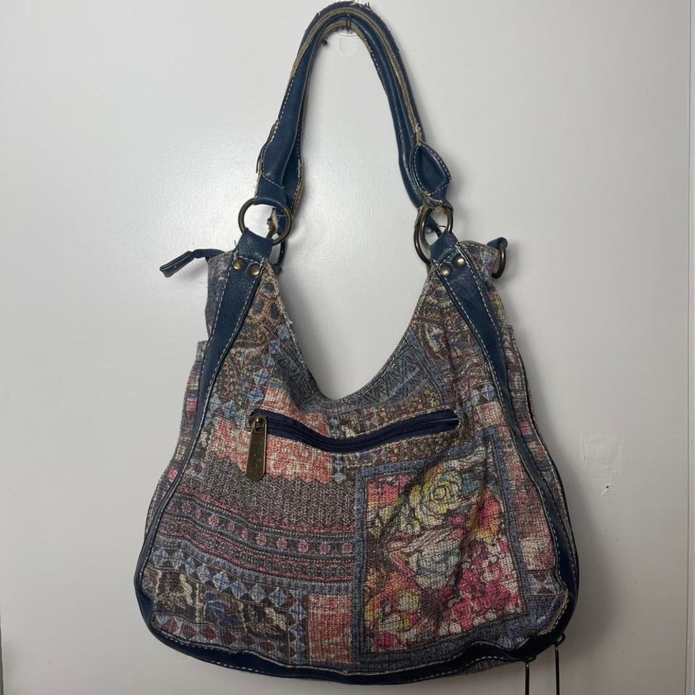Unique whimsy patchwork shoulder bag with heart +… - image 5